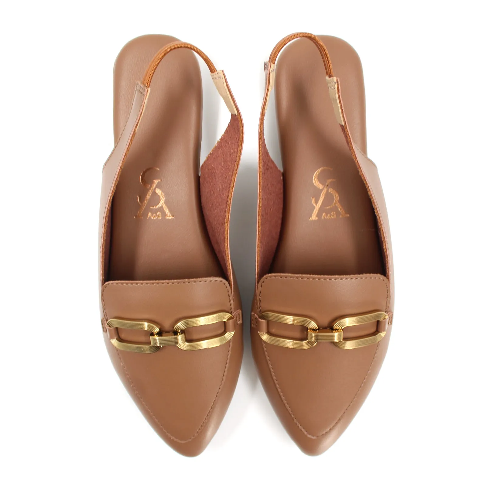 Pointed Toe Golden Buckle Loafers