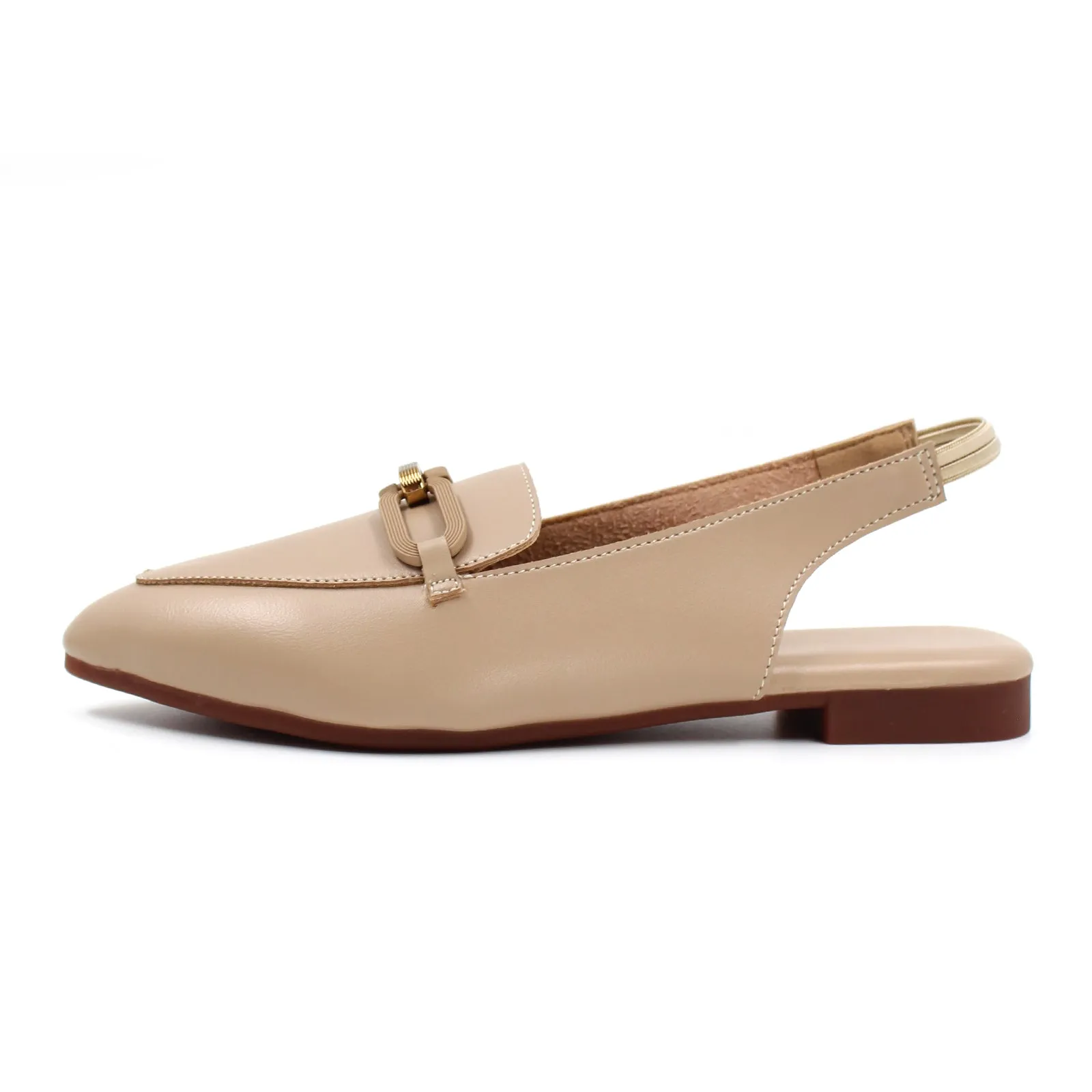 Pointed Toe Golden Buckle Loafers