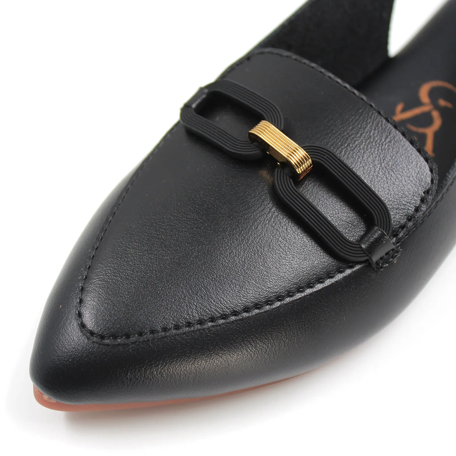 Pointed Toe Golden Buckle Loafers