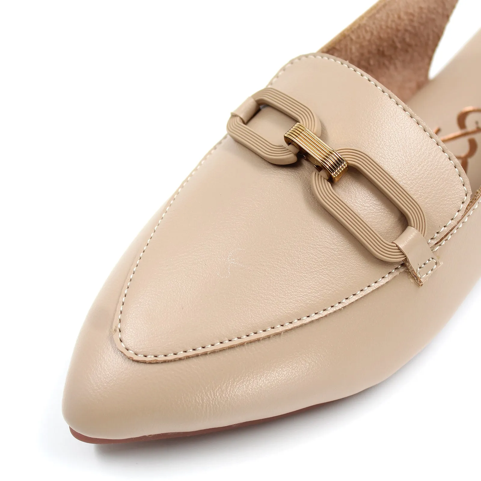 Pointed Toe Golden Buckle Loafers