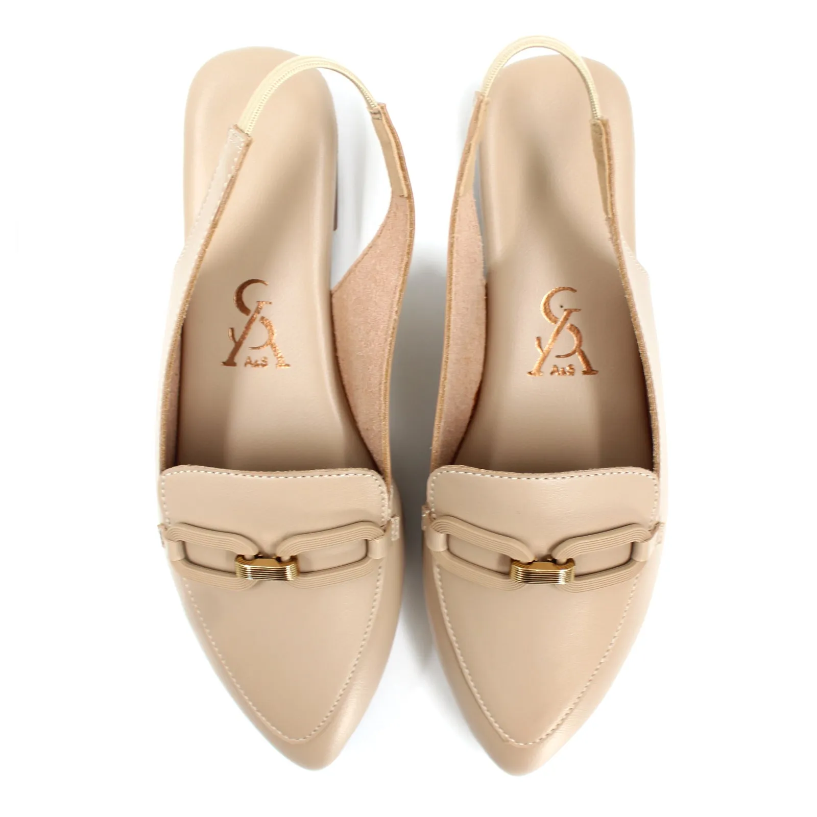 Pointed Toe Golden Buckle Loafers
