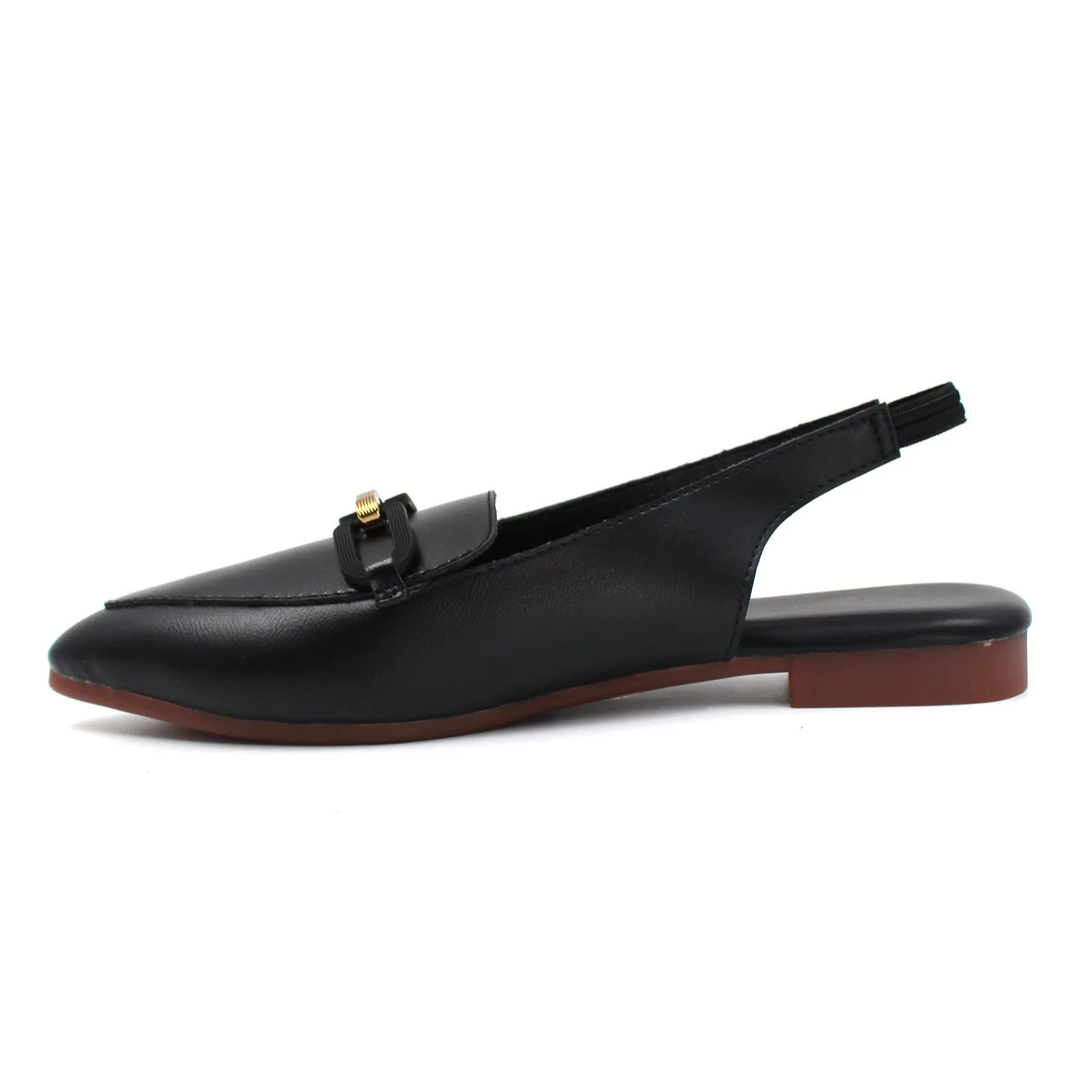 Pointed Toe Golden Buckle Loafers