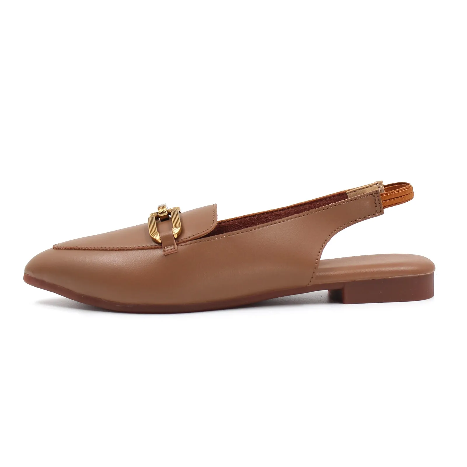 Pointed Toe Golden Buckle Loafers