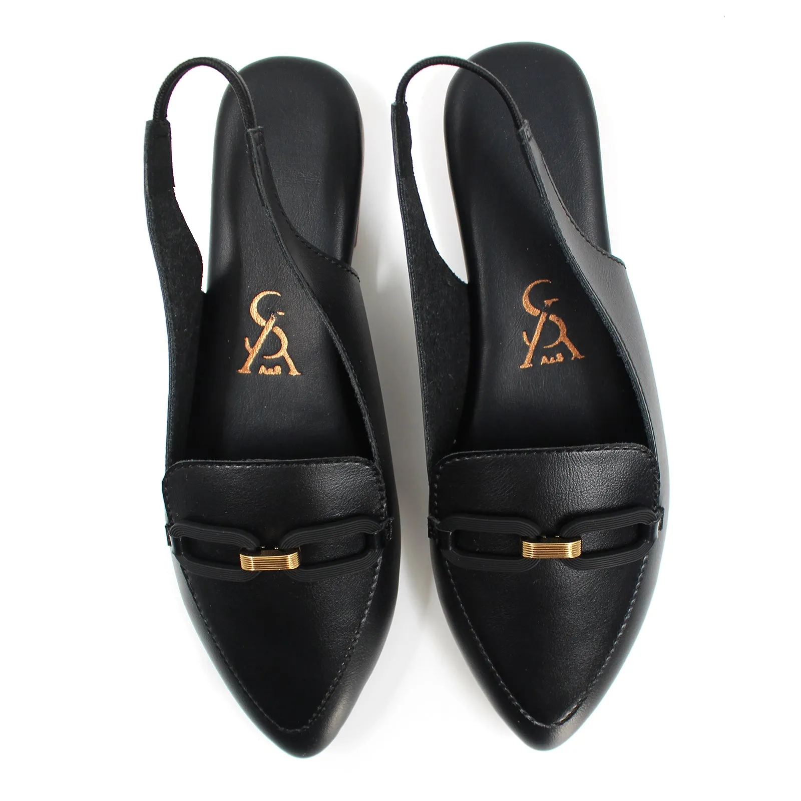 Pointed Toe Golden Buckle Loafers