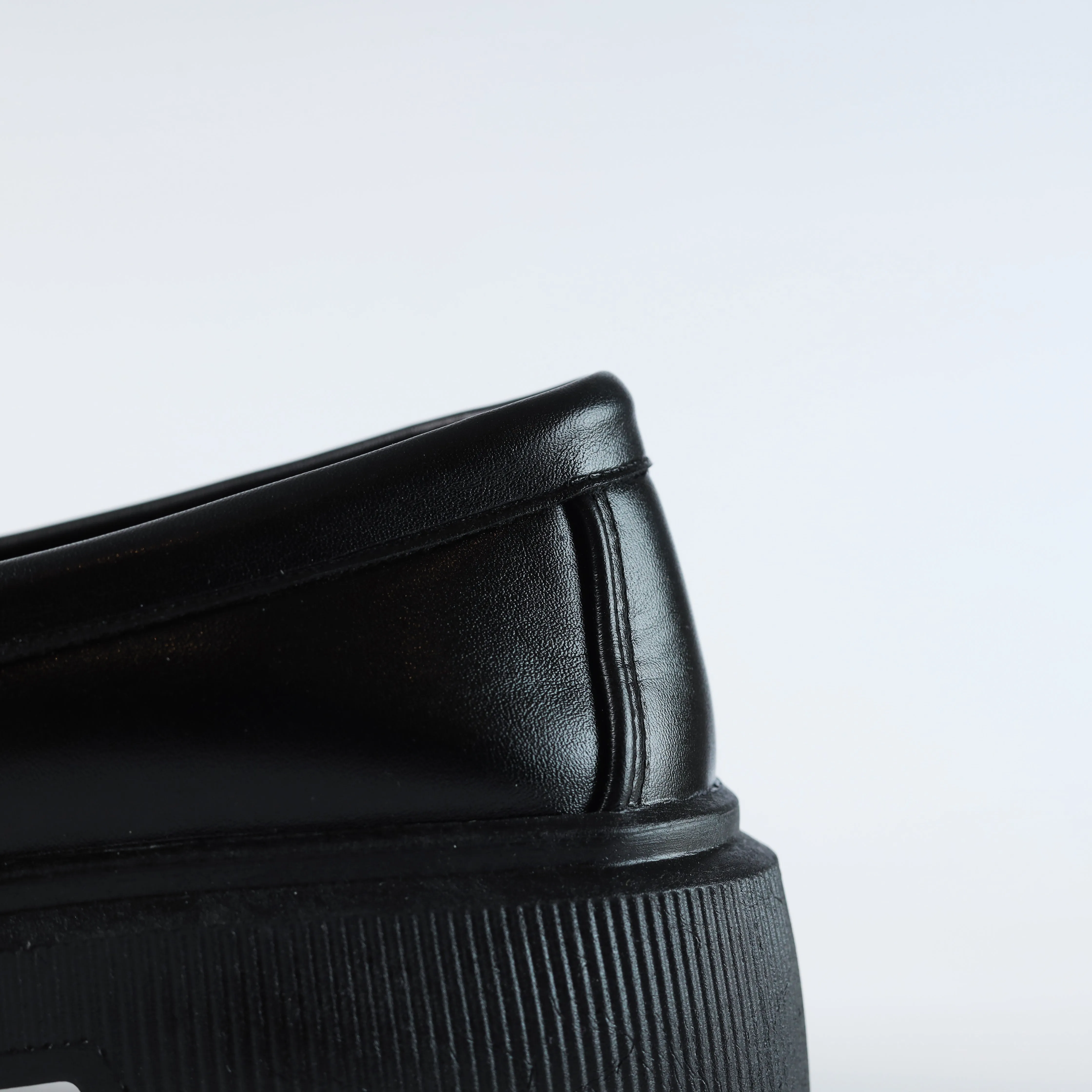Quality Leather Chunky Bells Loafers - Black