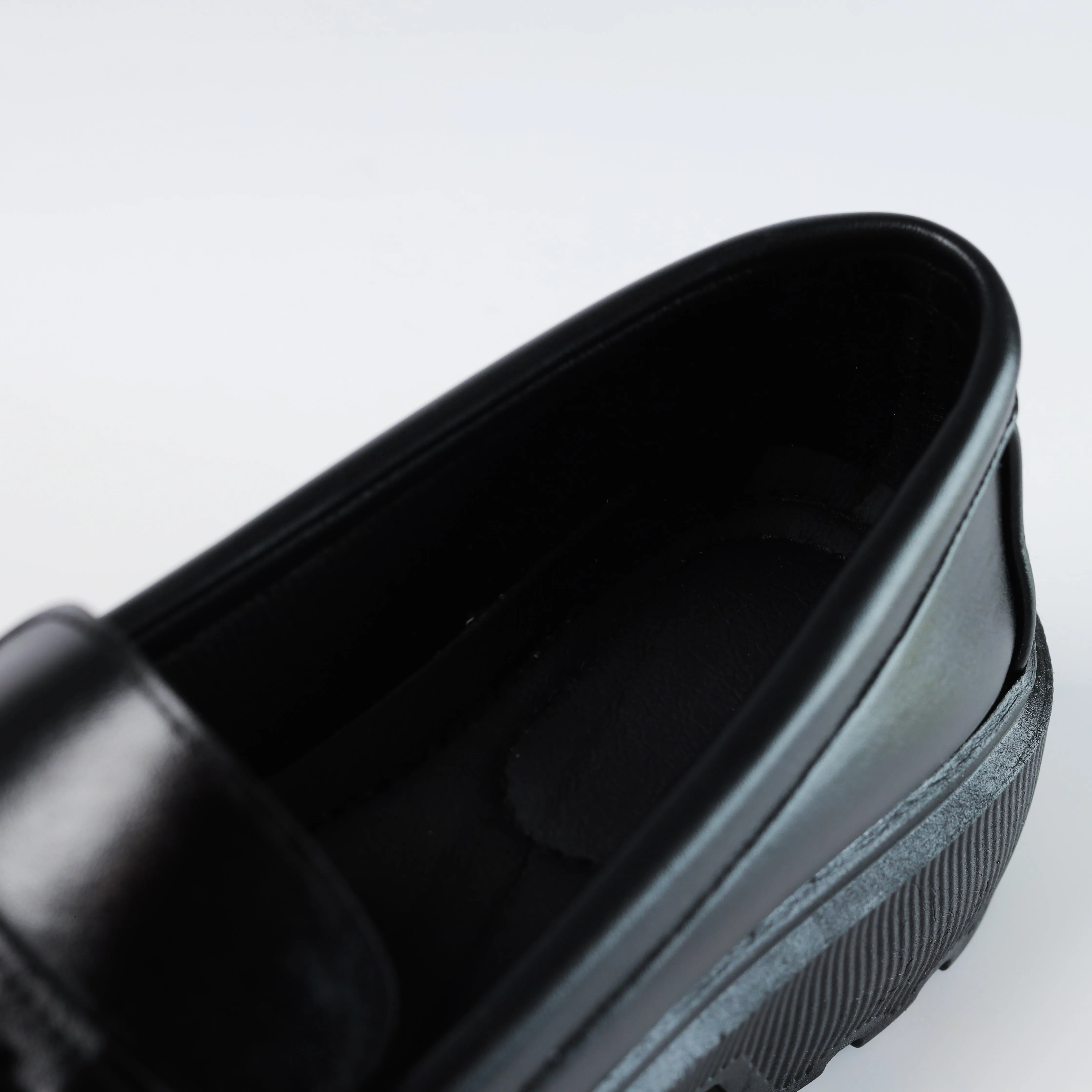 Quality Leather Chunky Bells Loafers - Black