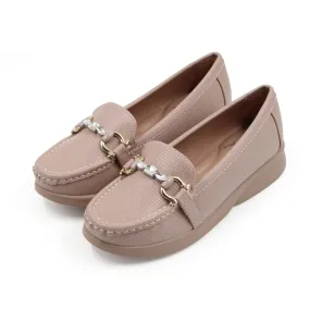 Rhinestone buckle detail loafers