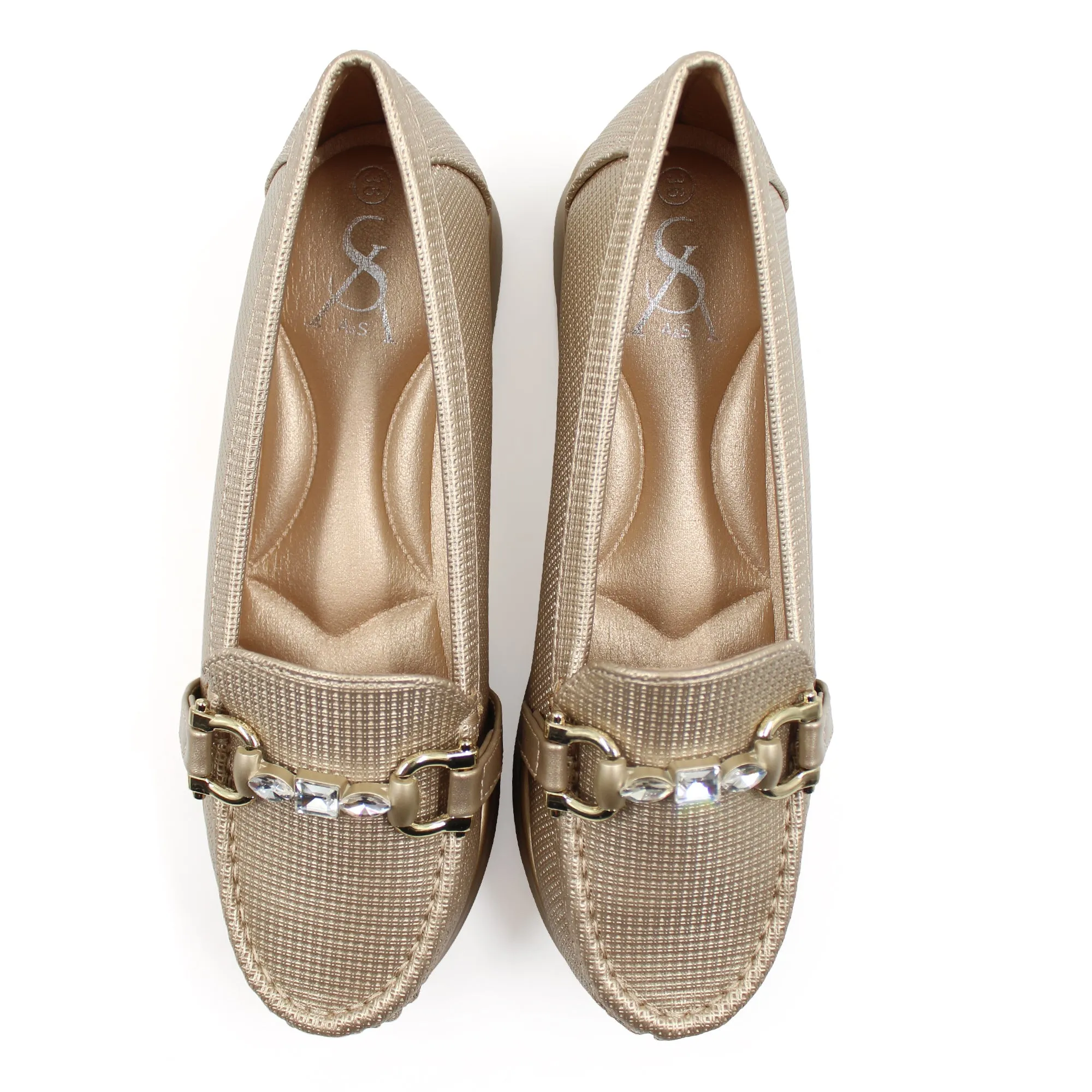 Rhinestone buckle detail loafers