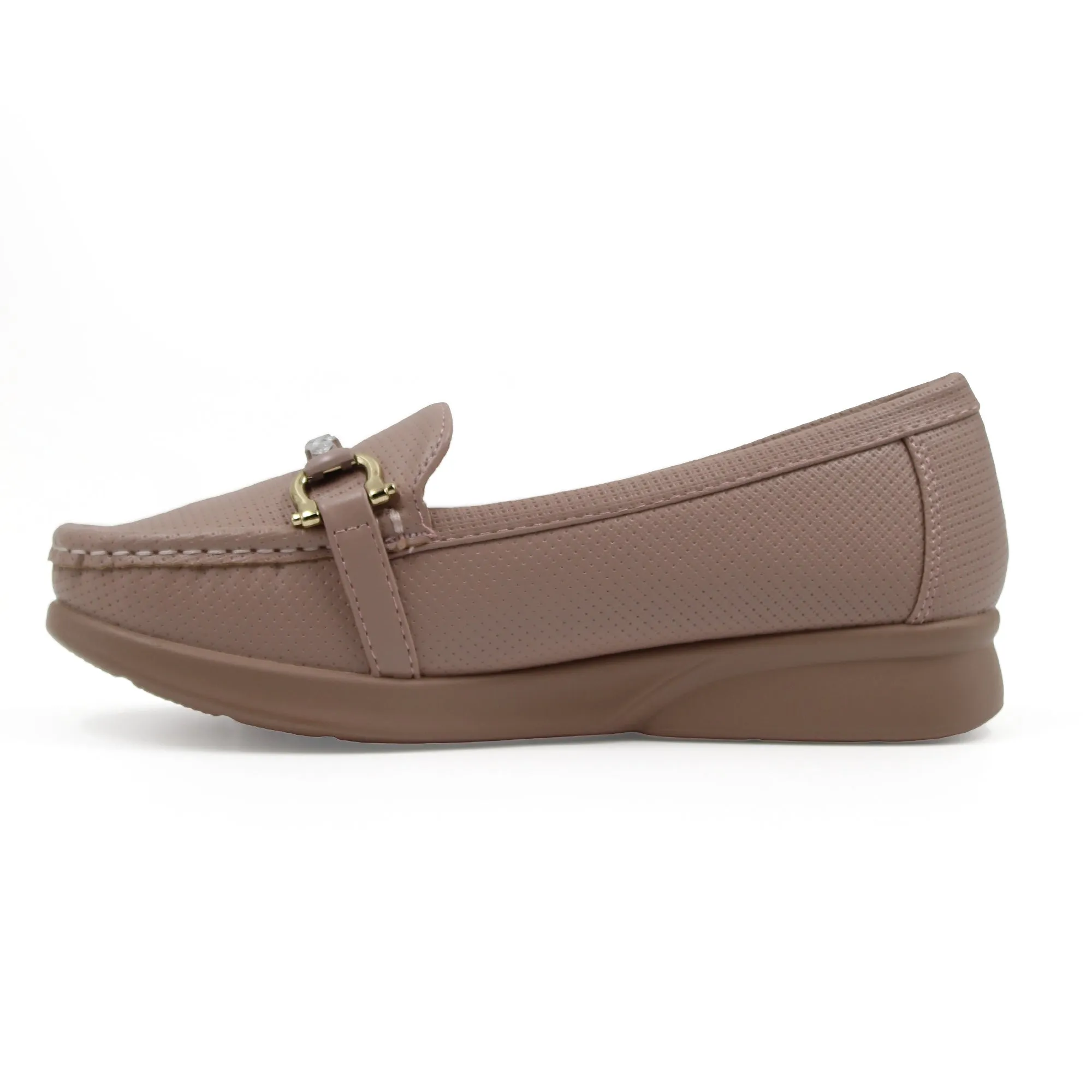 Rhinestone buckle detail loafers