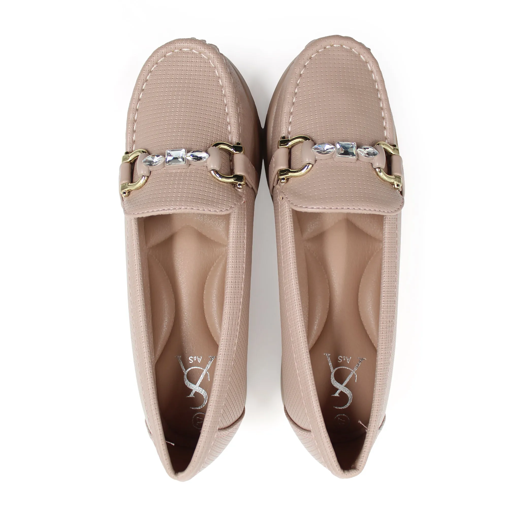 Rhinestone buckle detail loafers