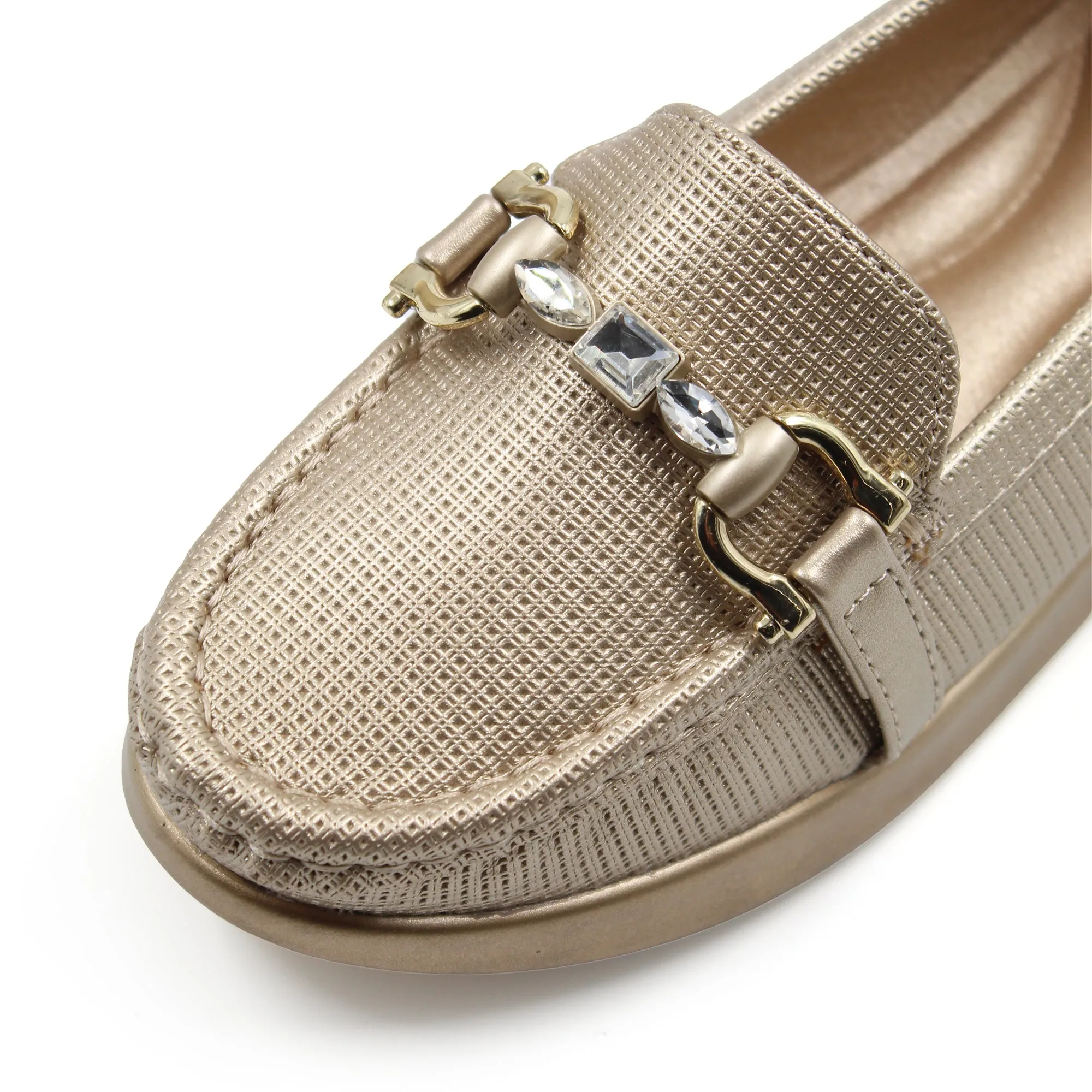 Rhinestone buckle detail loafers