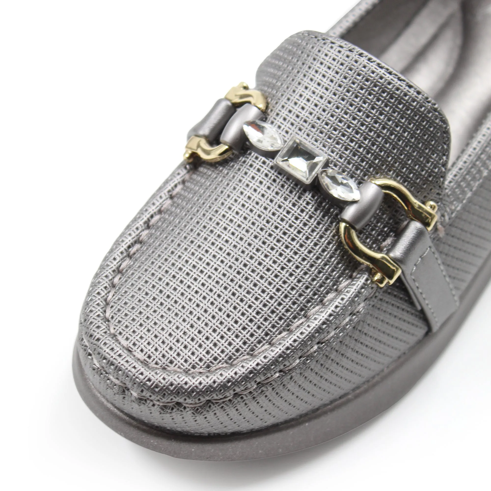 Rhinestone buckle detail loafers