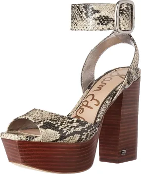 Sam Edelman Rain Black White Snake Fashion Platform Block Heeled Dress Sandals