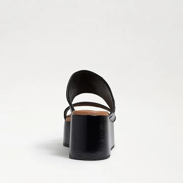 Sam Edelman Sasha Black Slip On Open Toe Strappy Wedge Heel Platforms Sandals