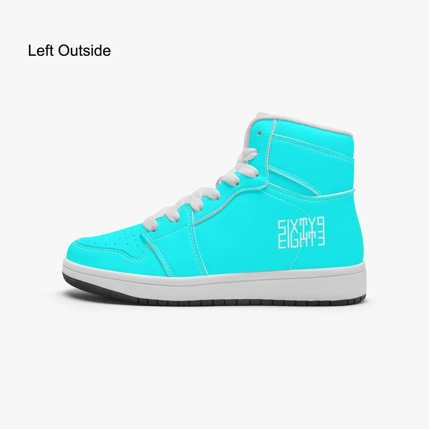 Sixty Eight 93 Logo White Aqua Blue Kids High-Top Shoes