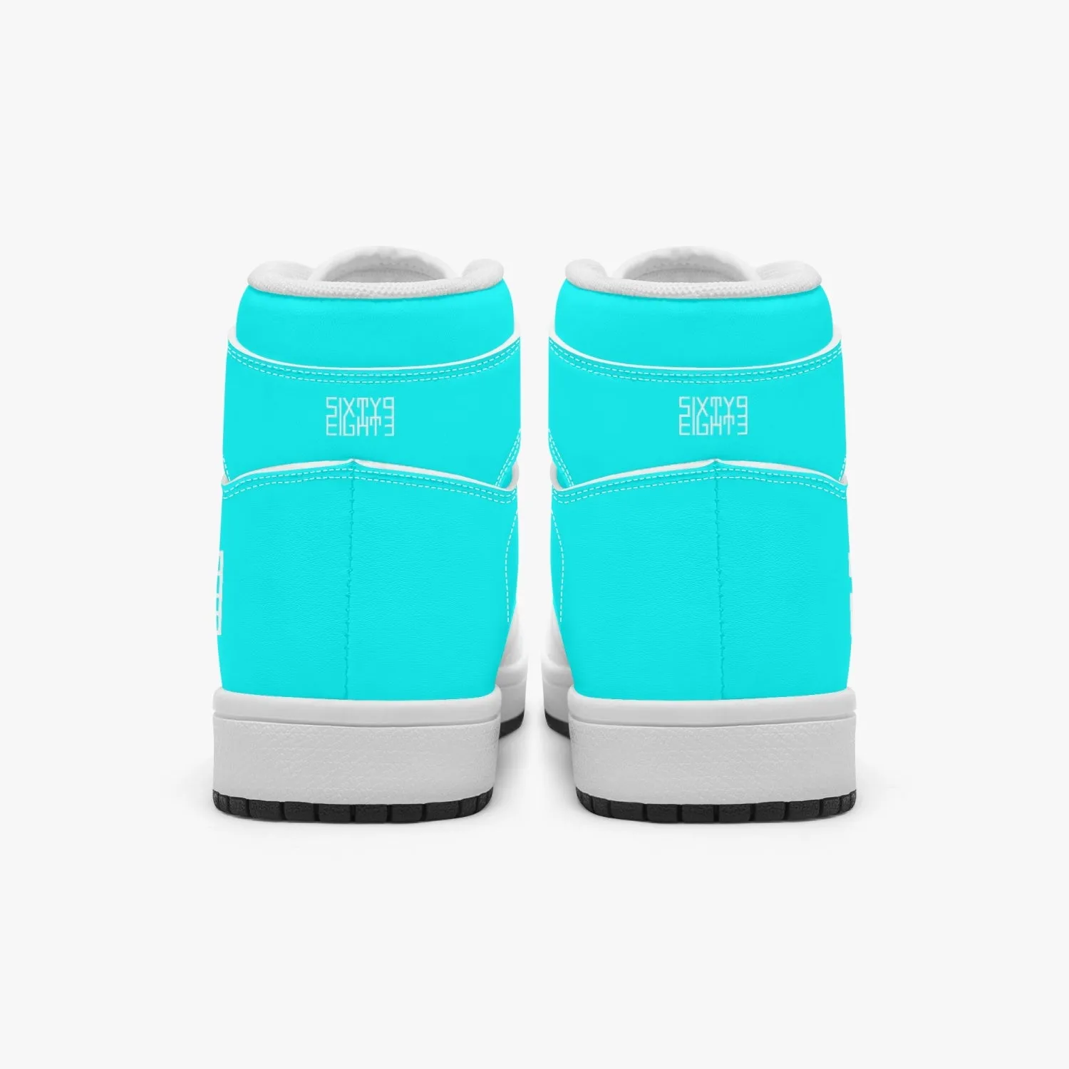 Sixty Eight 93 Logo White Aqua Blue Kids High-Top Shoes