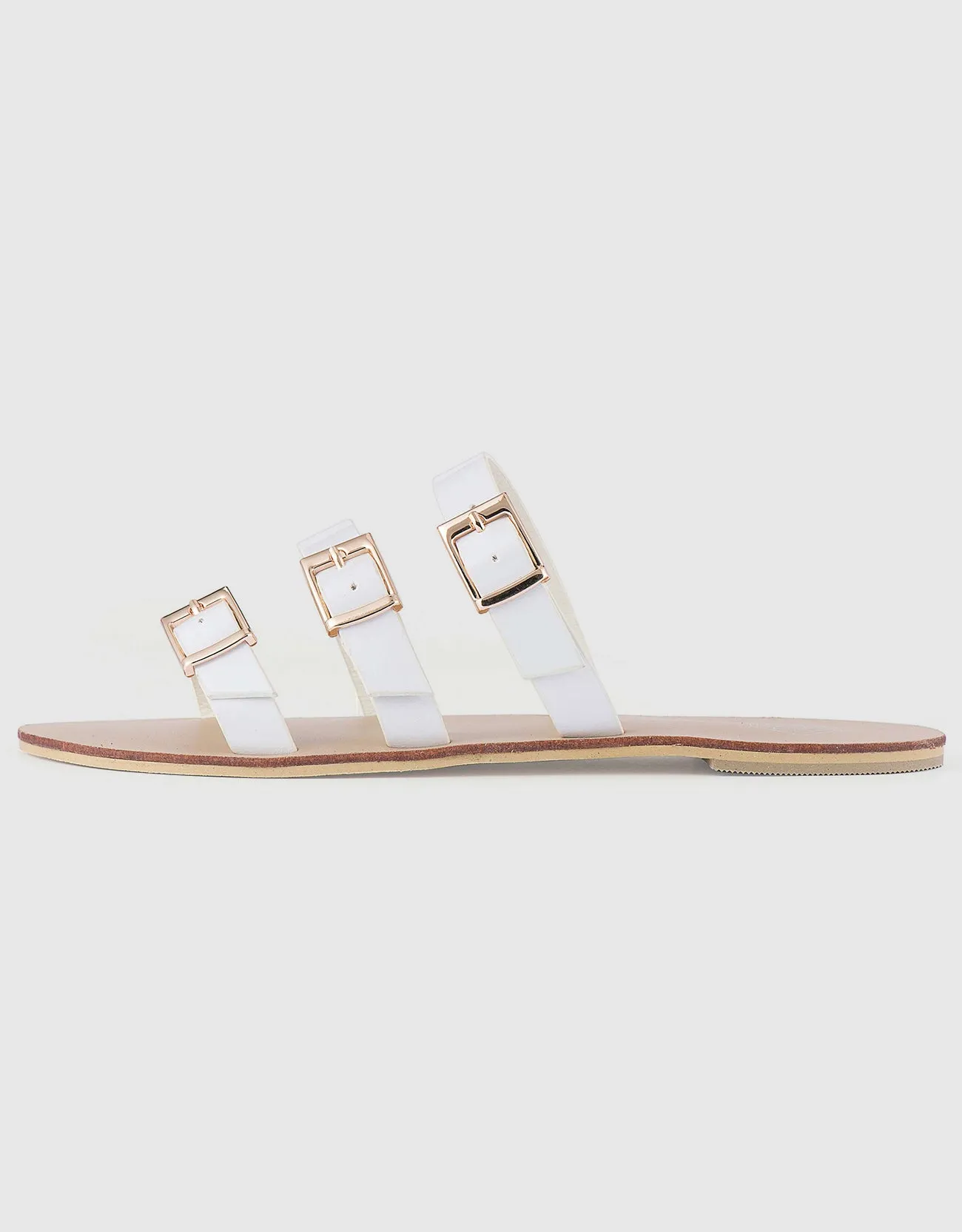 Women's Tri-Strap Buckle Slide  Sandal