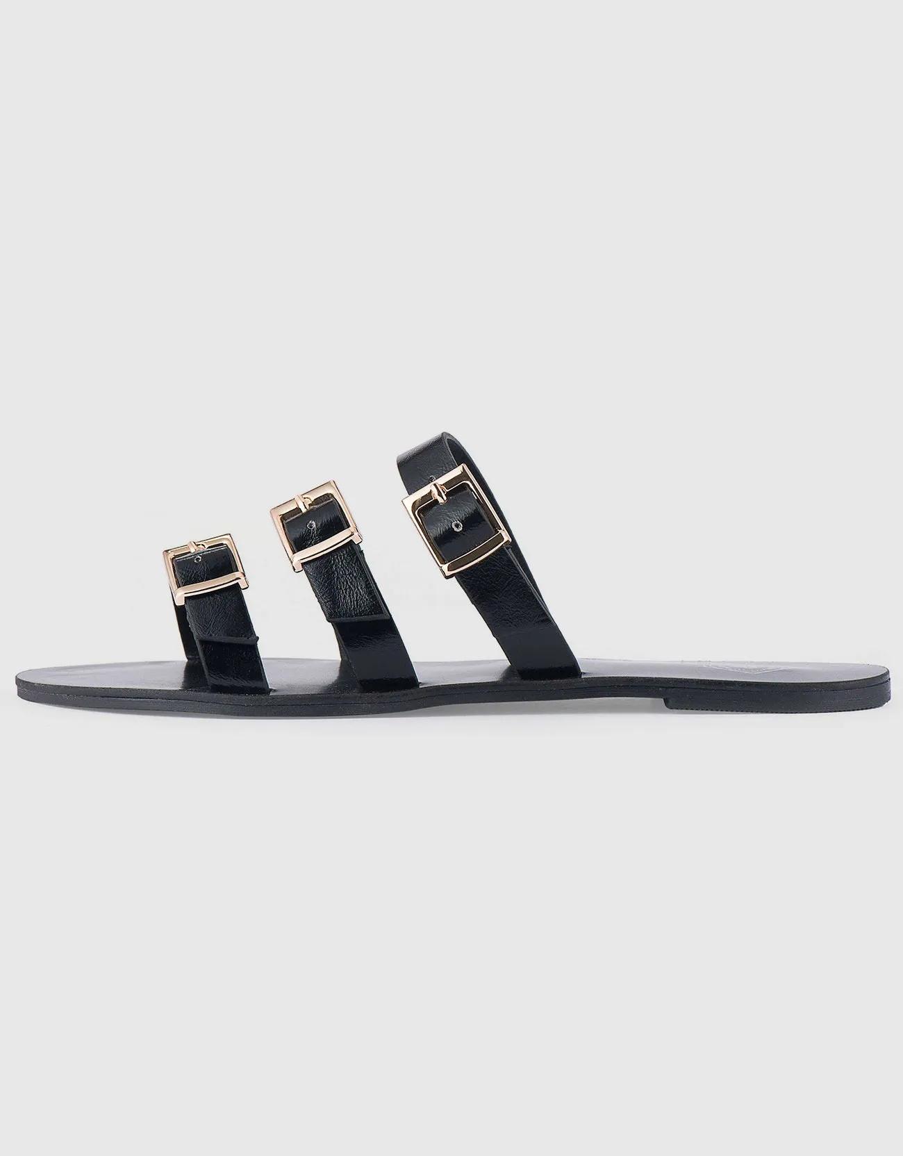 Women's Tri-Strap Buckle Slide  Sandal