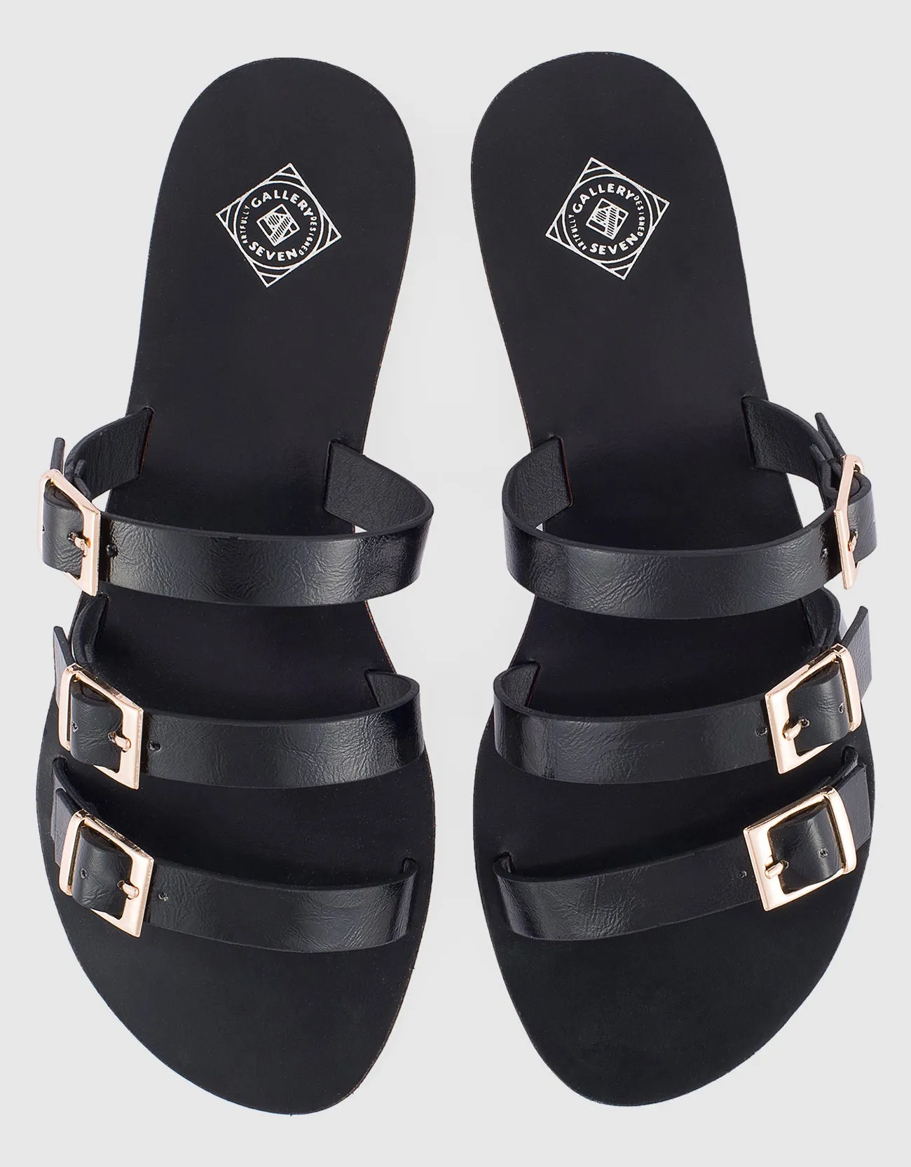 Women's Tri-Strap Buckle Slide  Sandal