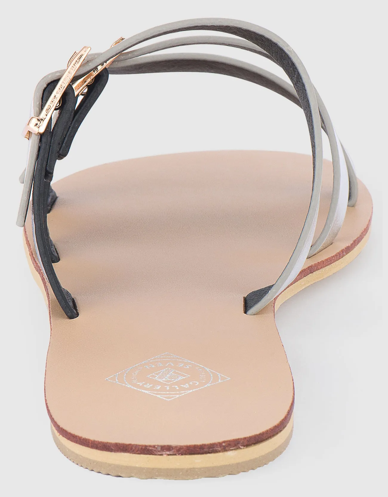 Women's Tri-Strap Buckle Slide  Sandal