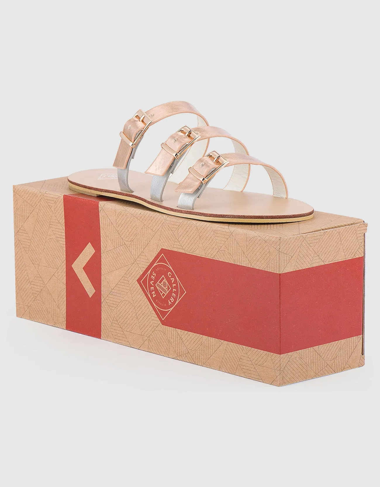 Women's Tri-Strap Buckle Slide  Sandal