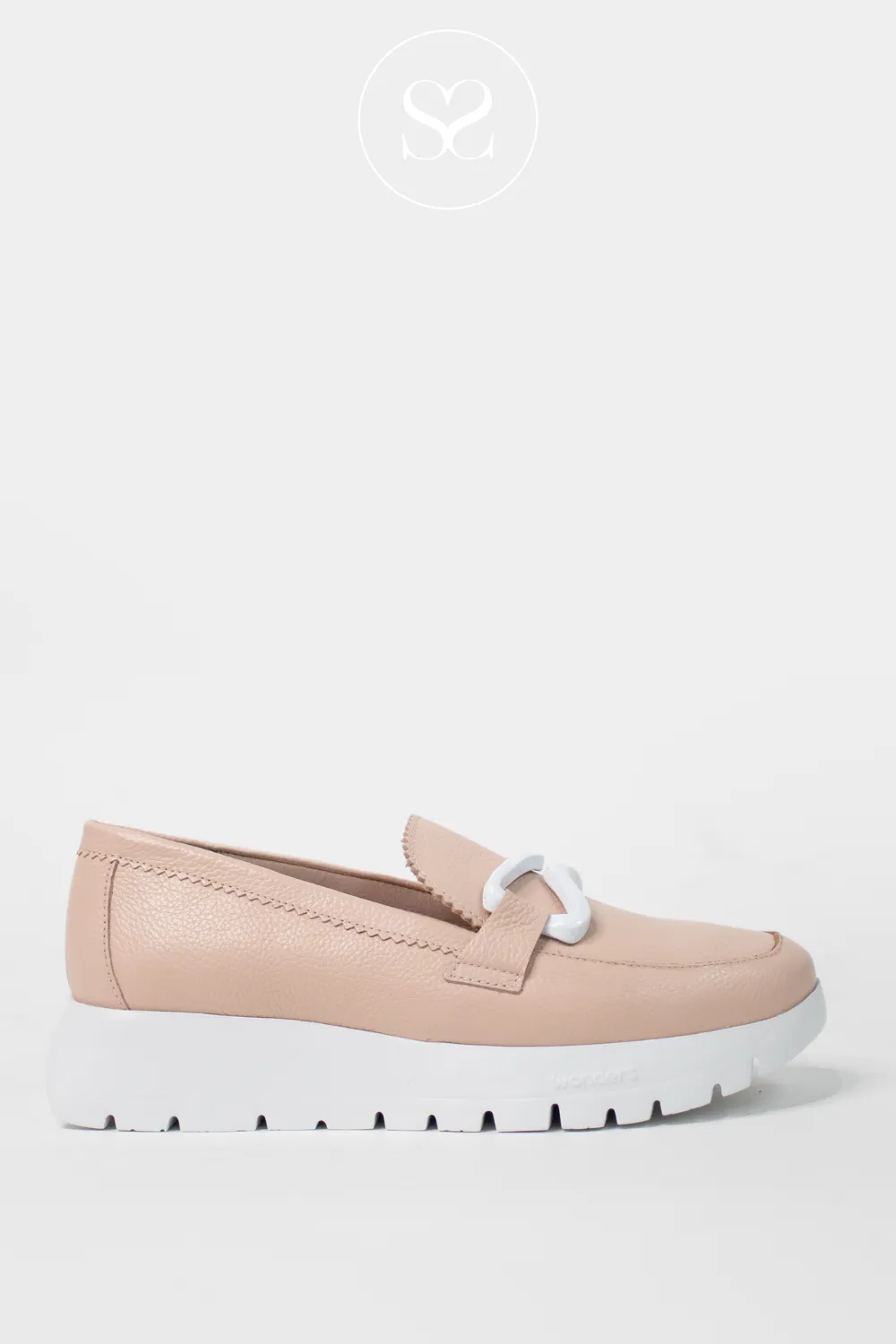 WONDERS A-2480 NUDE LEATHER WEDGE LOAFERS