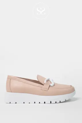 WONDERS A-2480 NUDE LEATHER WEDGE LOAFERS