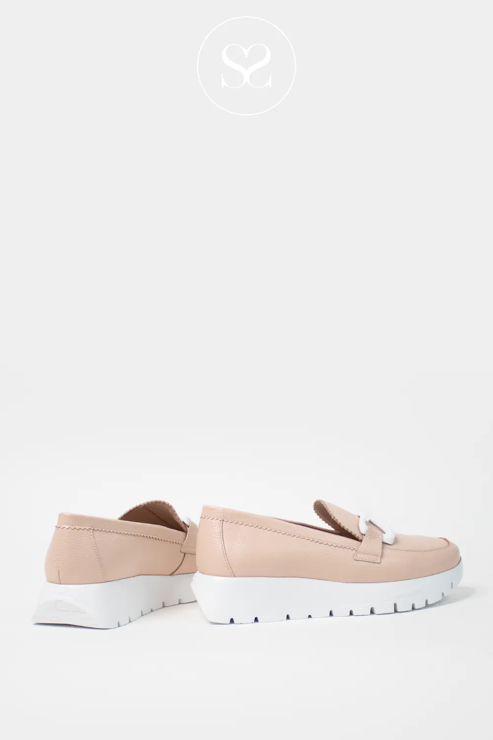 WONDERS A-2480 NUDE LEATHER WEDGE LOAFERS
