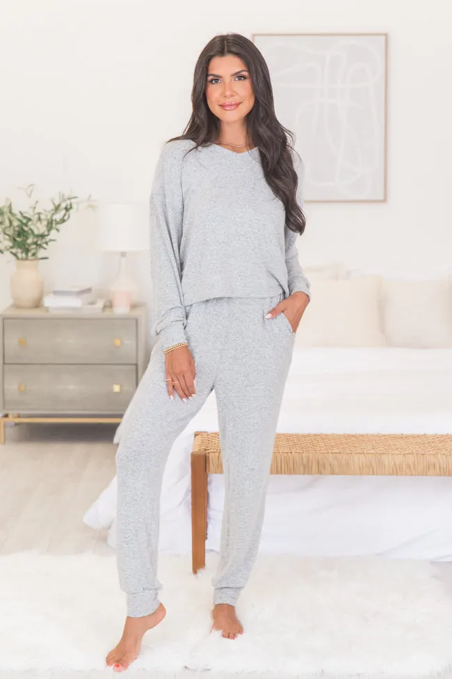 You Promised Heather Grey Brushed Lounge Set
